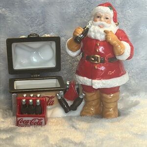 Coca Cola Santa Claus porcelain trinket box Christmas 1999